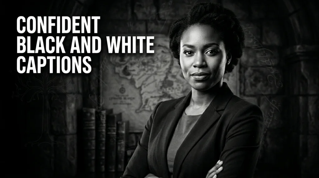 Confident Black And White Captions